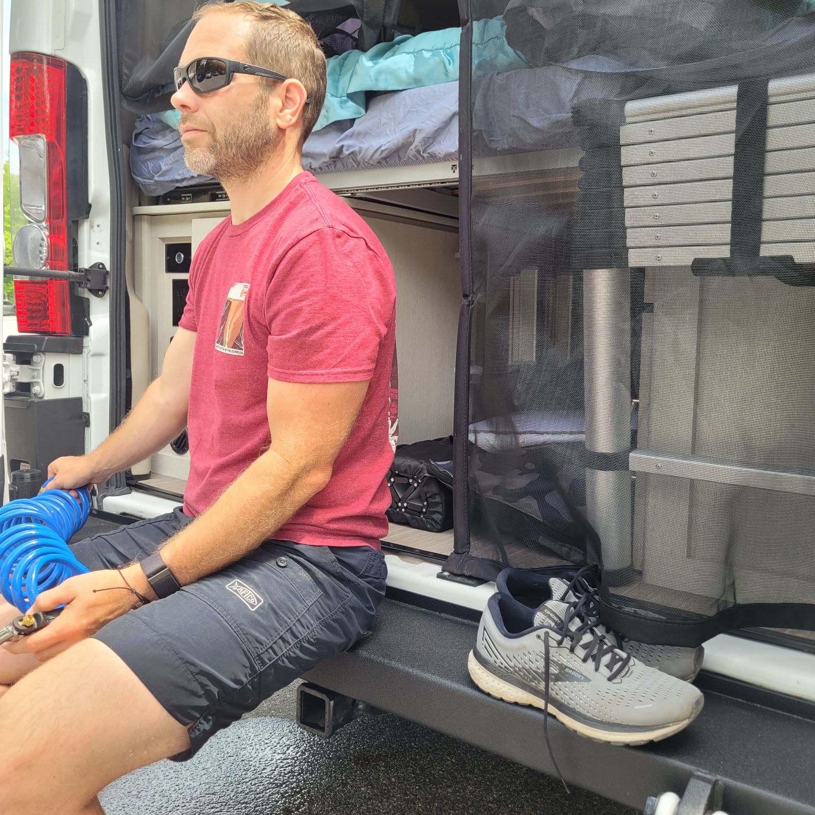 AAREYS Swing Arm Bumper for Ram Promaster with swing-out arms.