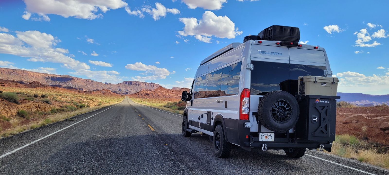 Van on desert highway